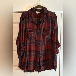 NOS Side Stitch Plaid Button Down Shirt - Size 2X